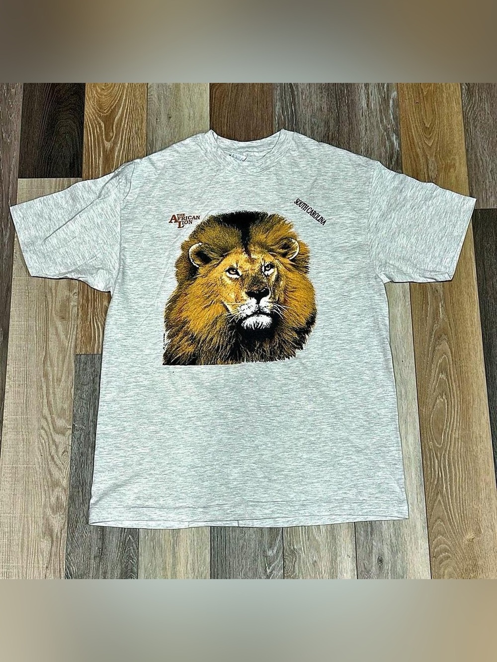Hanes Gray Short-Sleeve Tee with Golden Lion Graphic
